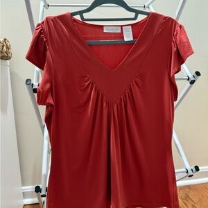 Worthington Red V-Neck Blouse